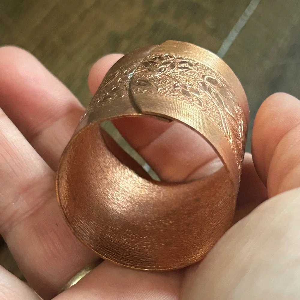 Vintage Coppercraft Guild Copper Napkin Rings Set of 8 Tooled Floral Pattern
